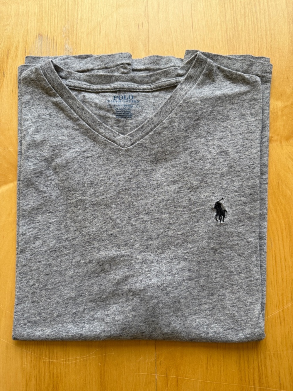 Polo Ralph Lauren V Neck T Shirt XL Gray Pony Logo